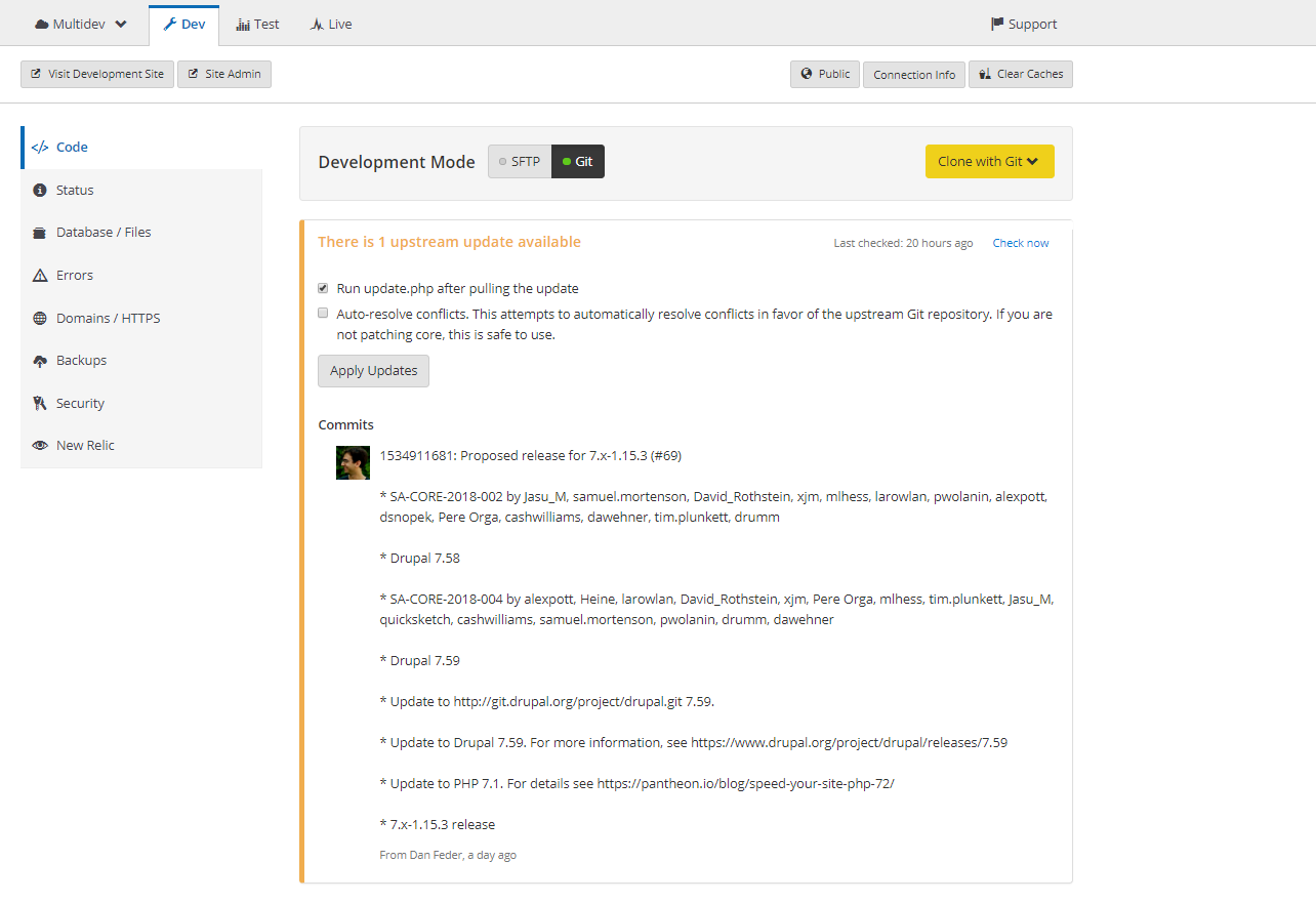 Pantheon upstream updates.